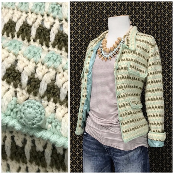 2003 Anthro “Classic Knit Jacket” by HWR Monogram - Picture 2 of 16